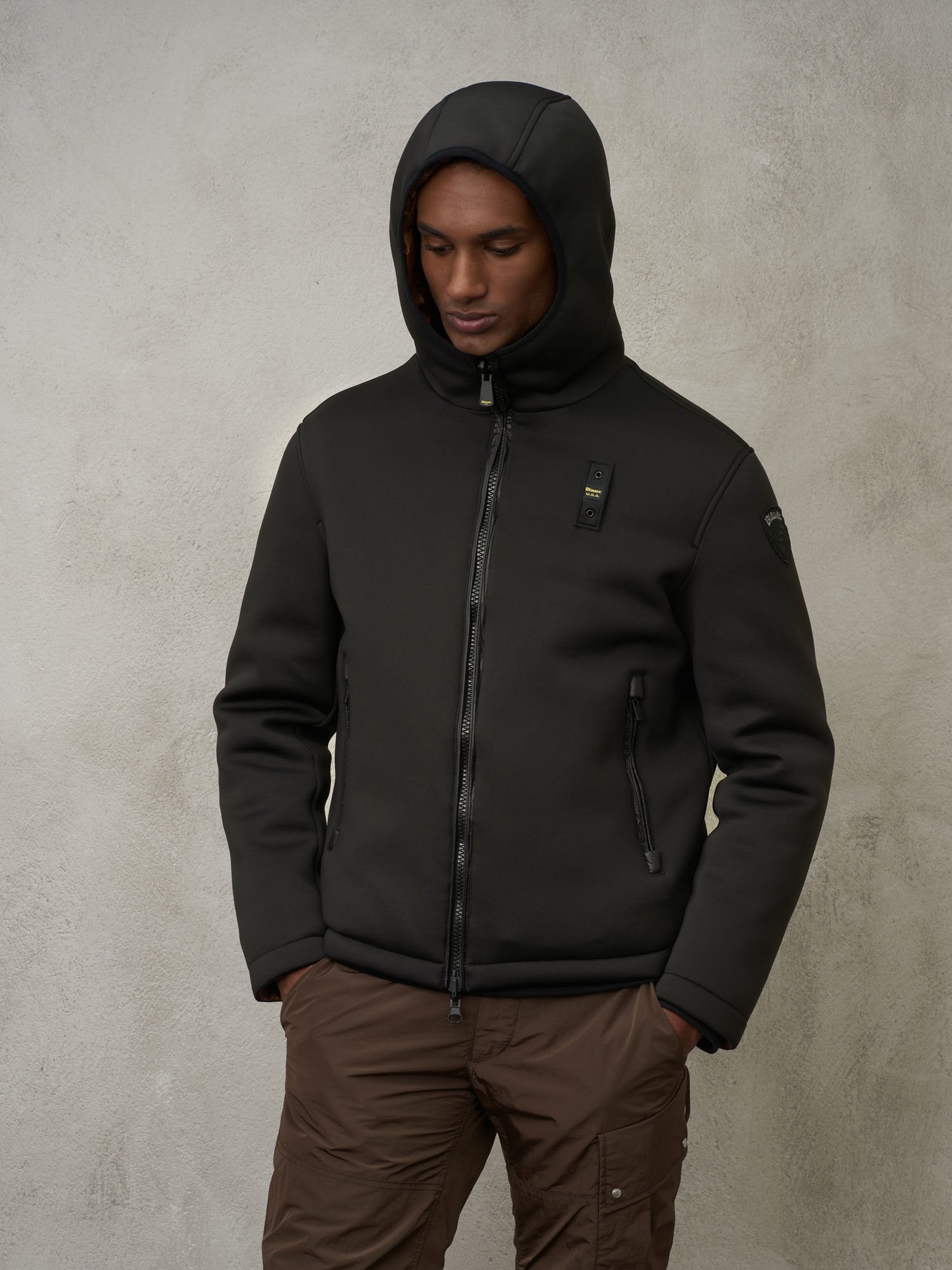 Hooded down hotsell & neoprene jacket