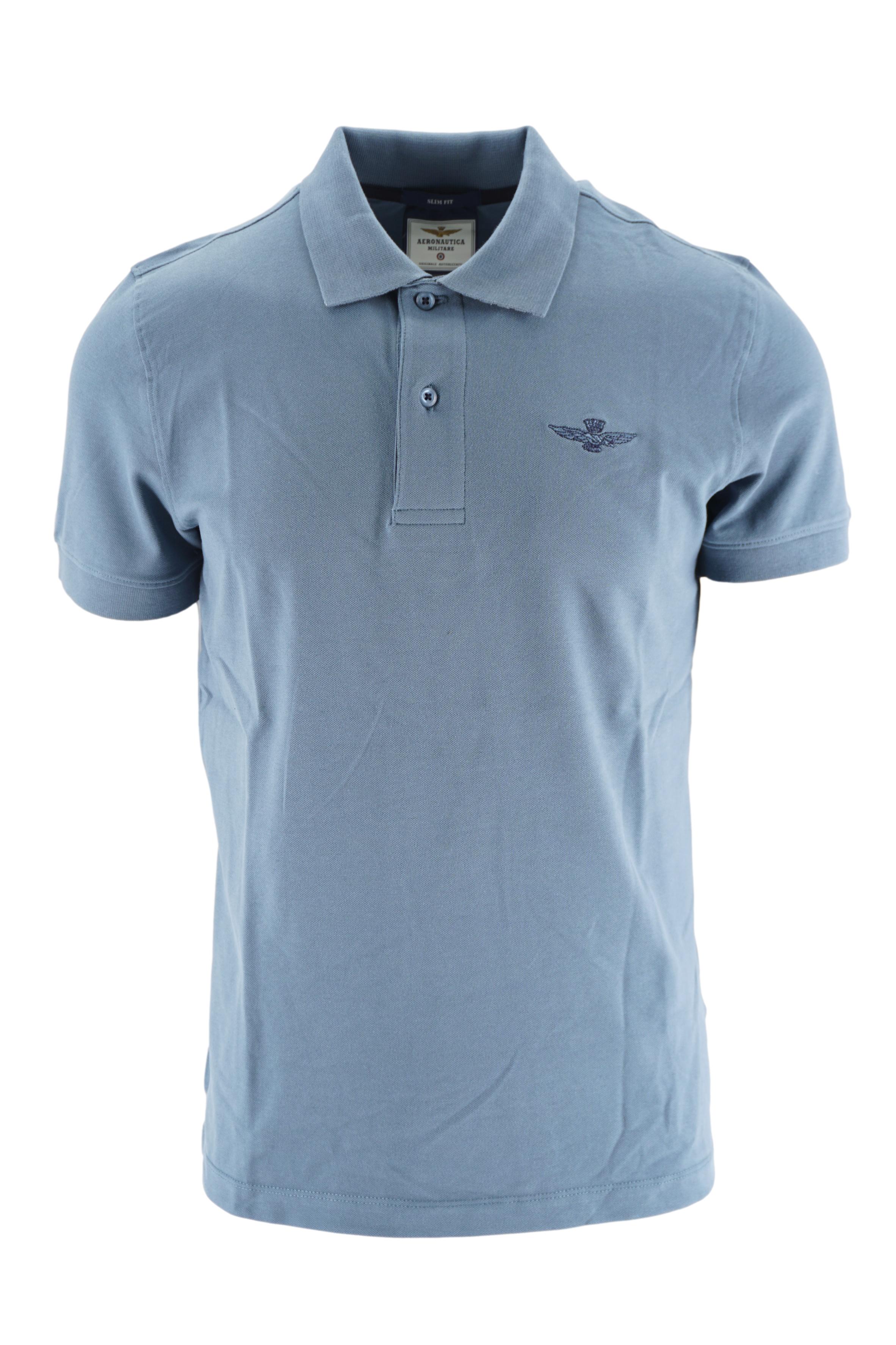 Polo shirt with contrasting embroidery Aeronautica Militare Celeste