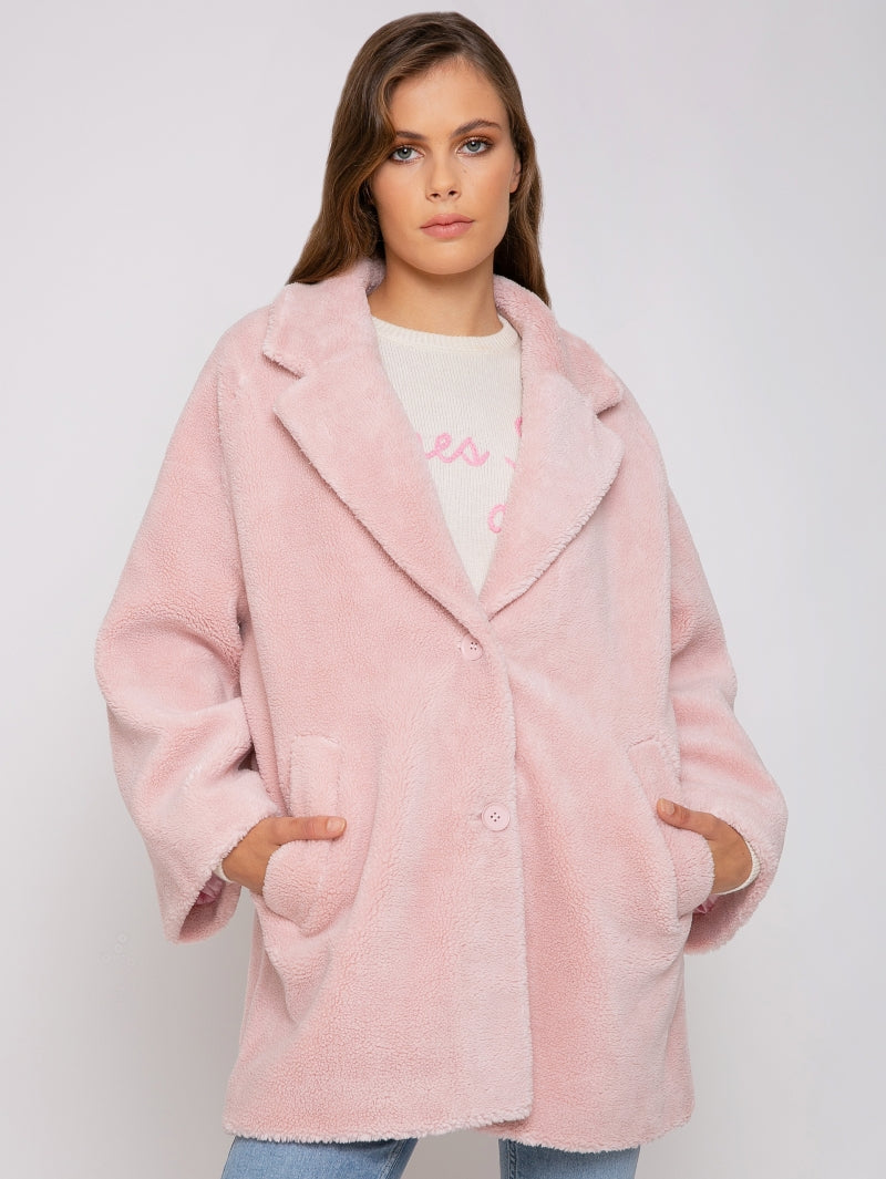 Forever 21 2024 pink teddy coat