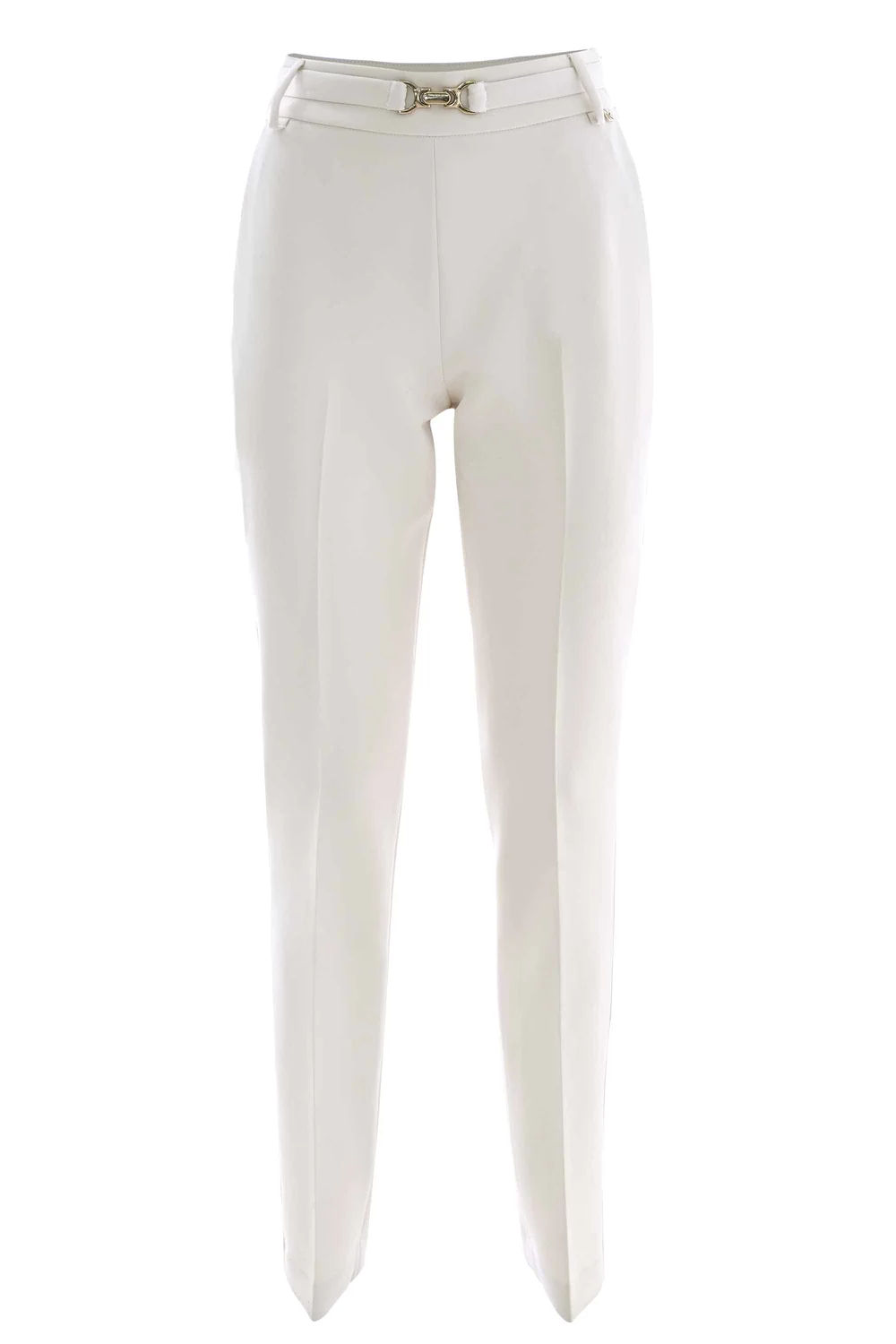 Pantalone Elegante con Cintura e Fibbia / Beige - Ideal Moda