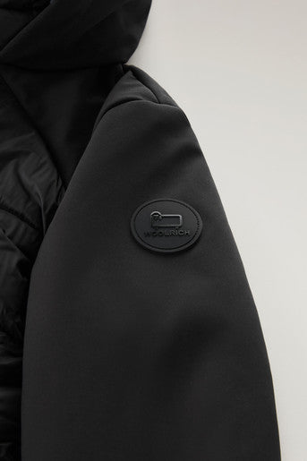 Piumino Ibrido in Tech Softshell con Cappuccio / Nero - Ideal Moda