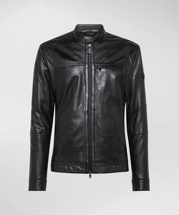 Biker in Pelle con Logo / Nero - Ideal Moda