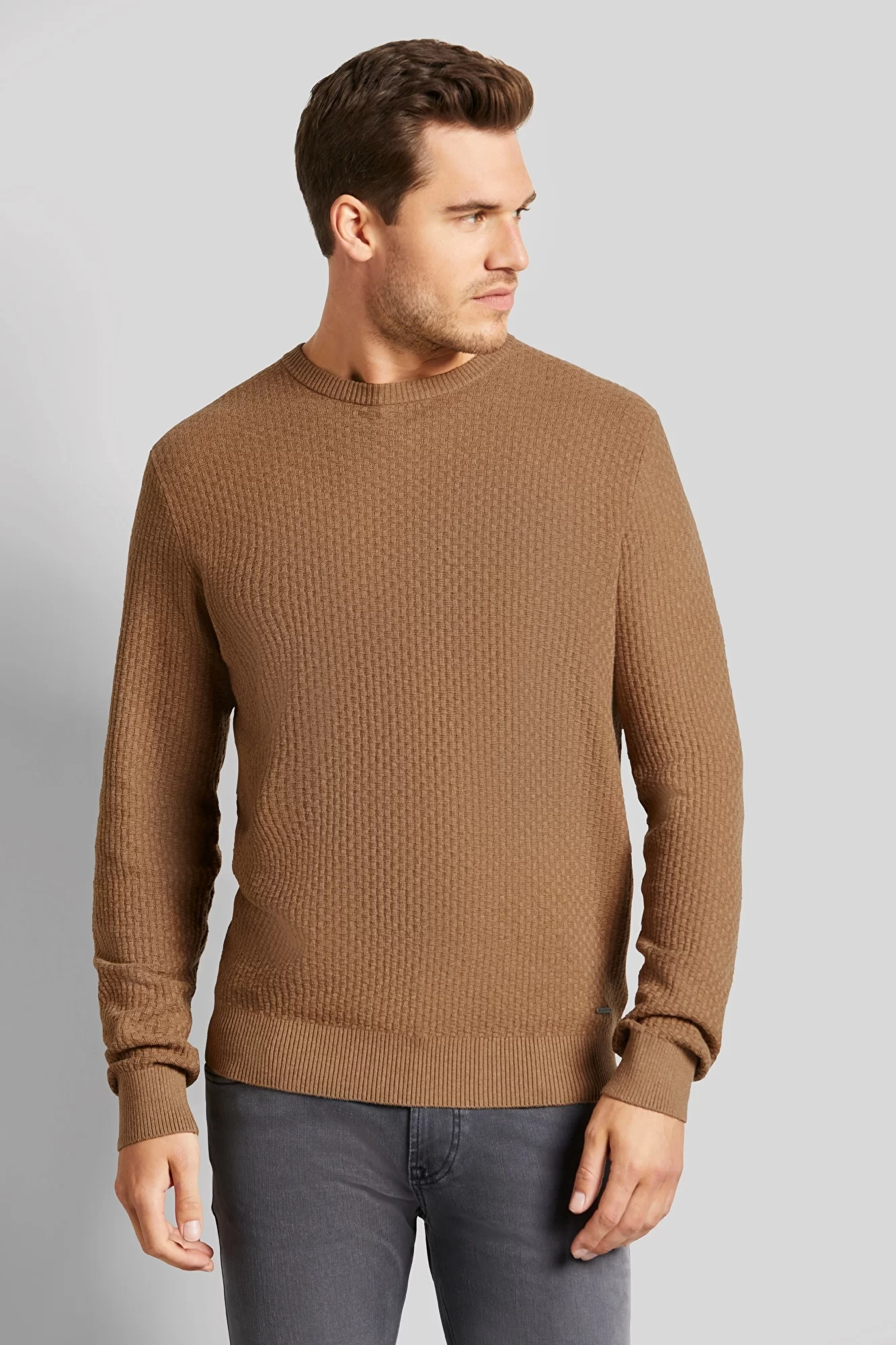 Maglione in Cotone e Cashmere con Lavorazione / Beige - Ideal Moda