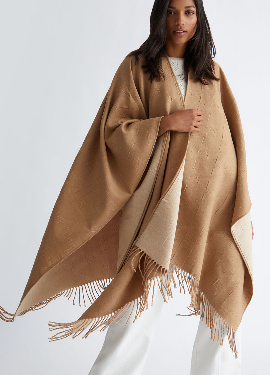 Poncho con Logo / Beige - Ideal Moda