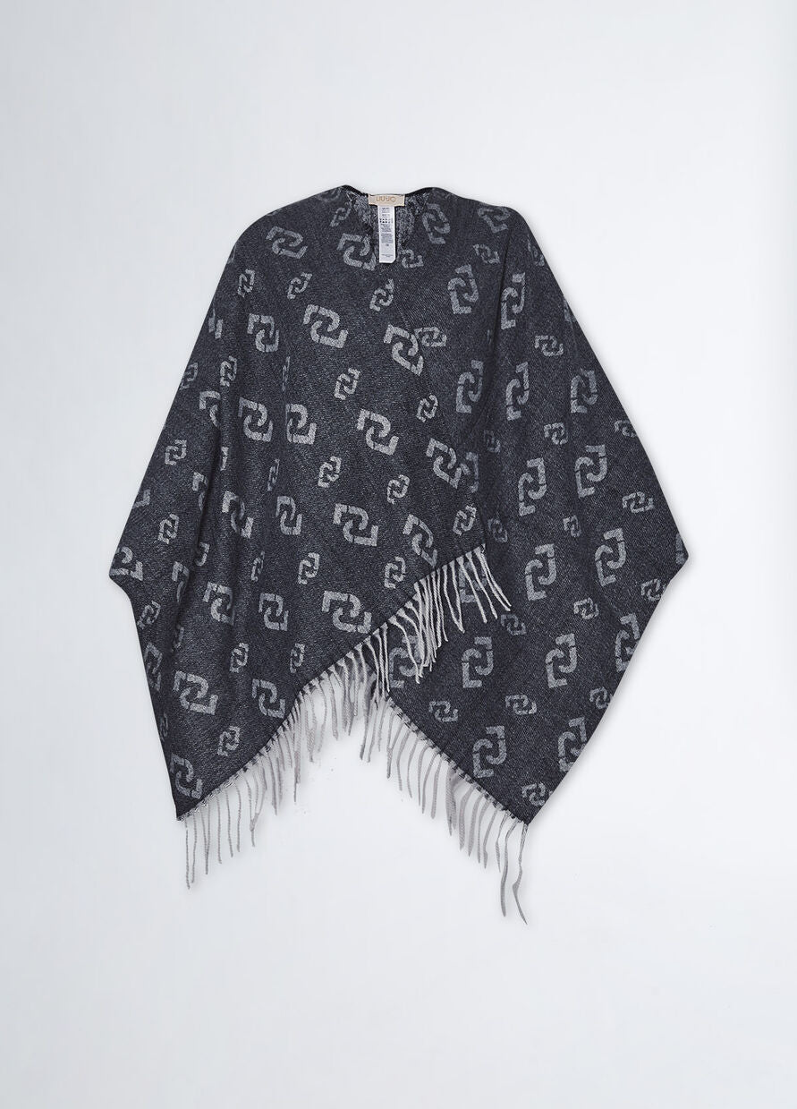 Poncho con Logo / Nero - Ideal Moda