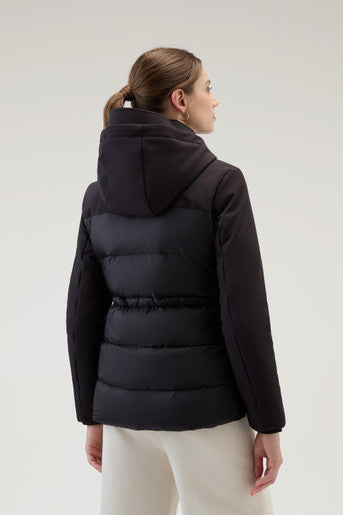 Piumino Ibrido in Tech Softshell con Cappuccio / Nero - Ideal Moda