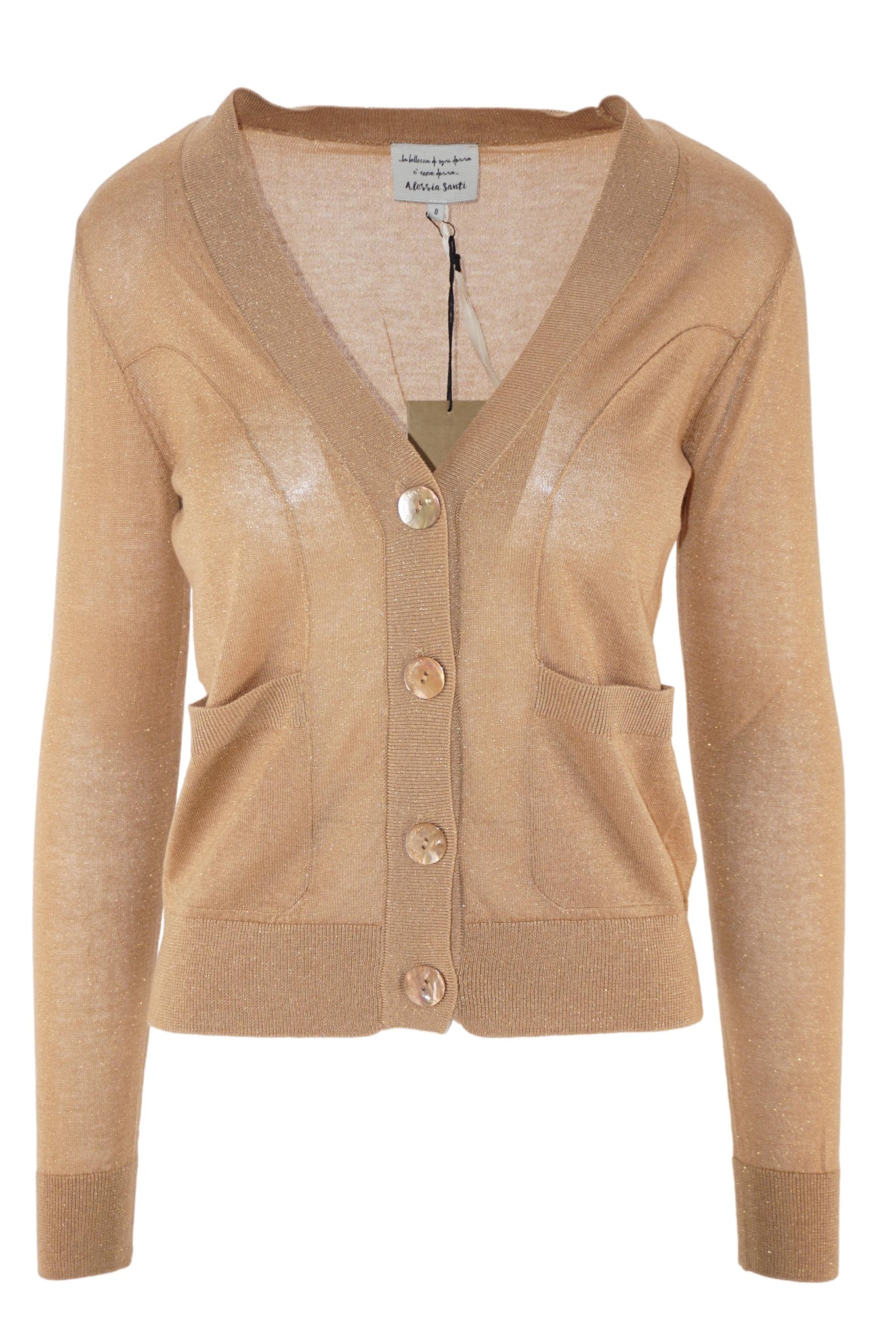 Cardigan in Lurex / Beige - Ideal Moda