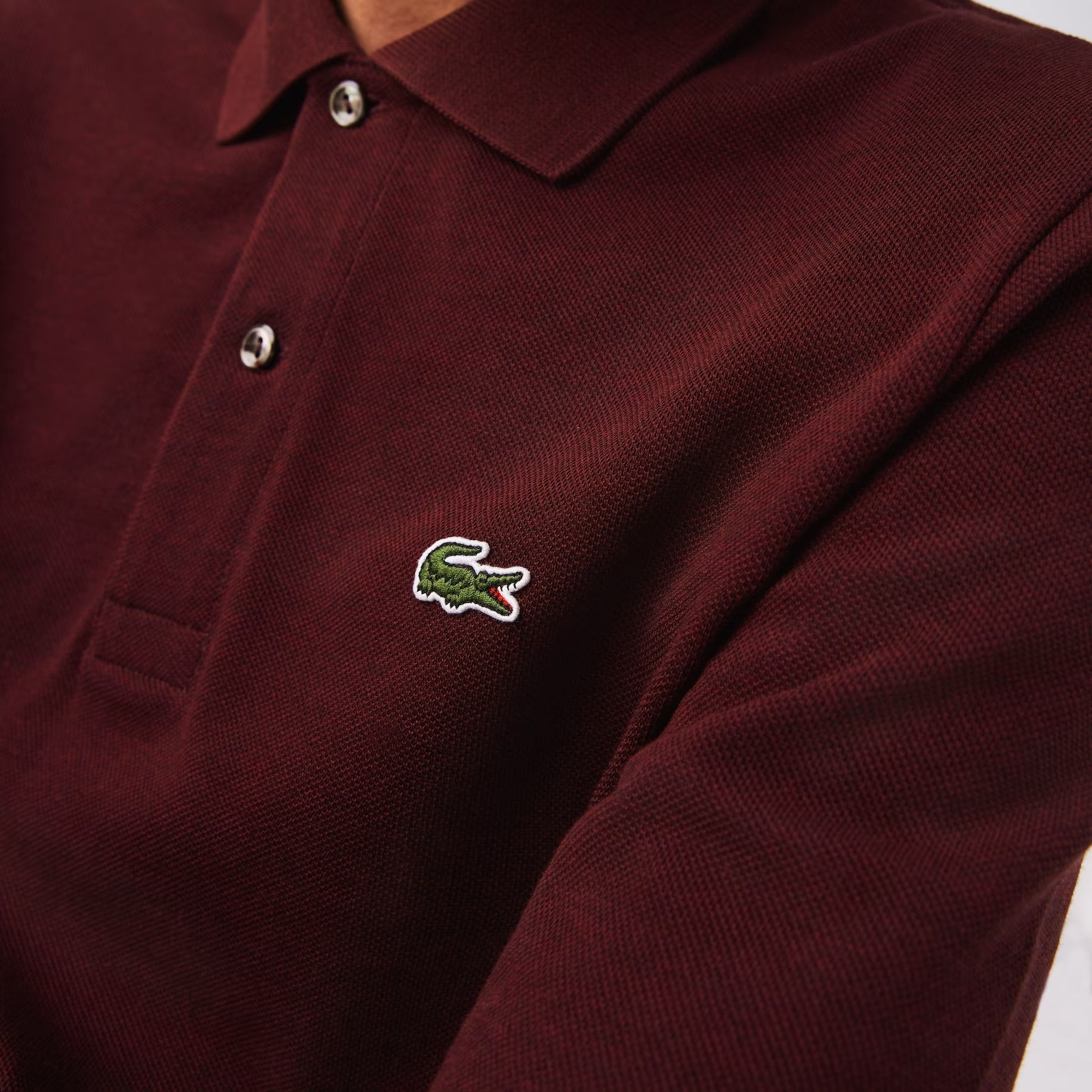 Polo L1212 a Maniche Lunghe con Logo / Bordeaux - Ideal Moda