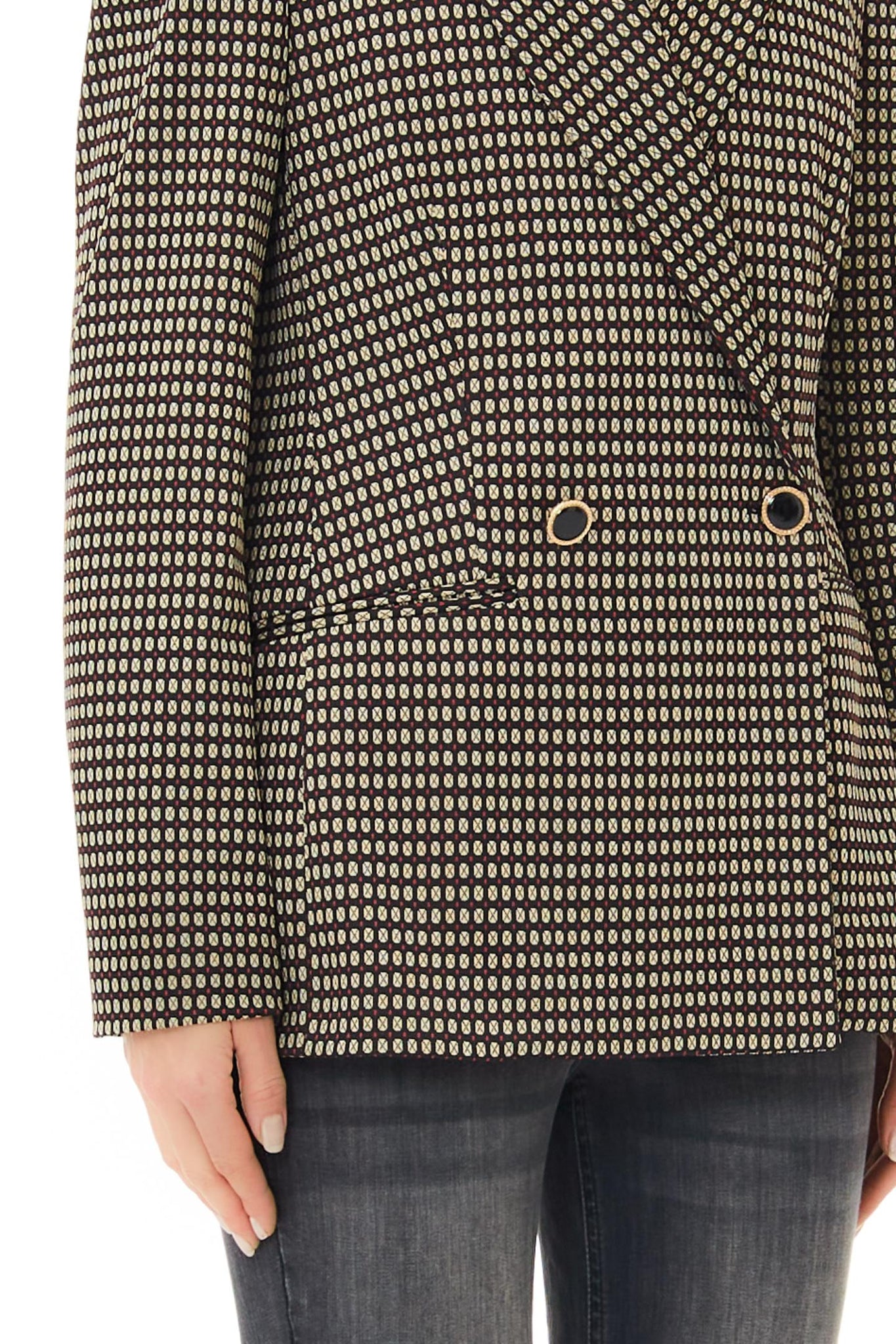 Blazer con Fantasia Pied de Puole / Nero - Ideal Moda