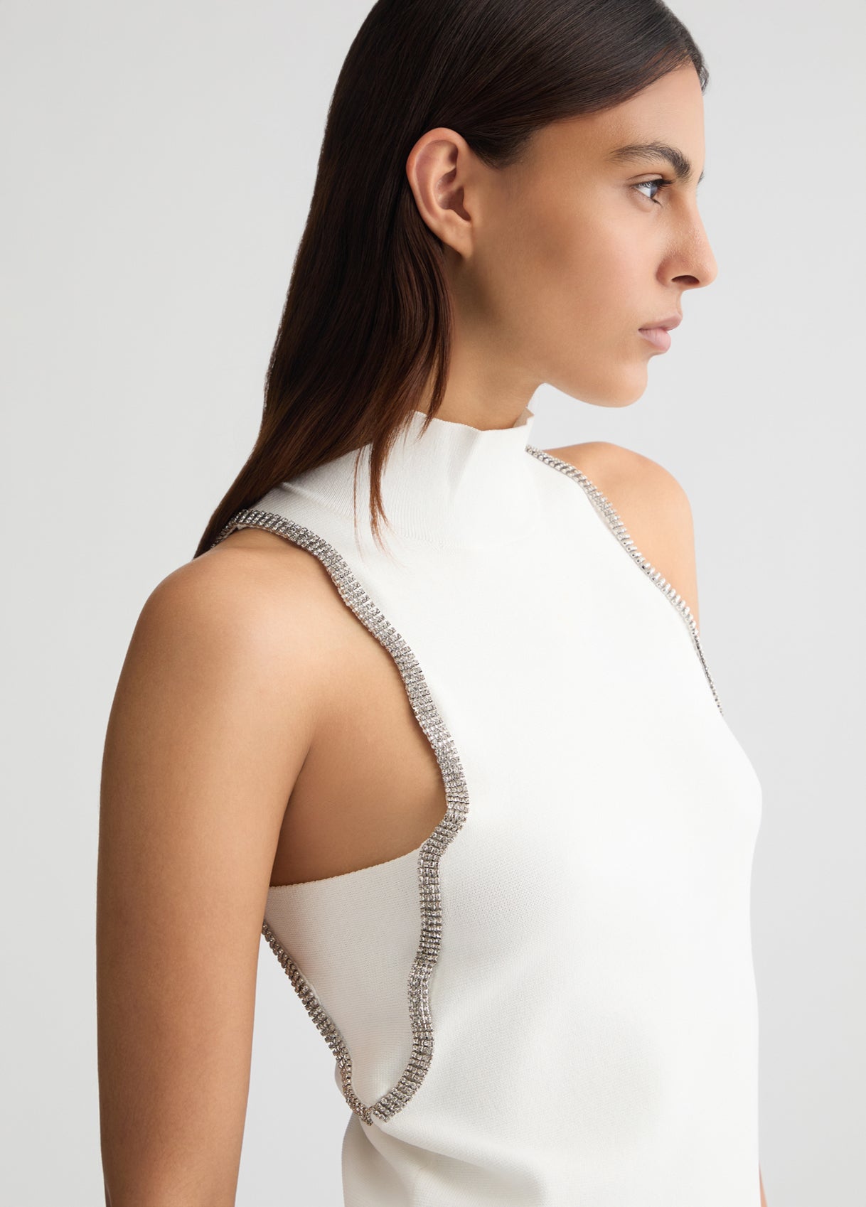 Top in Maglia con Strass / Bianco