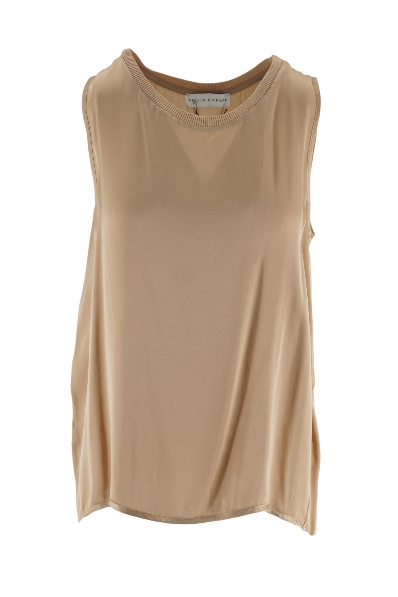 Top Smanicato in Viscosa / Beige - Ideal Moda