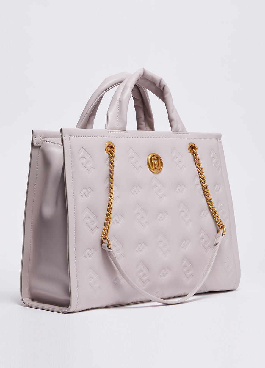 Shopping Bag con Loghi / Grigio - Ideal Moda