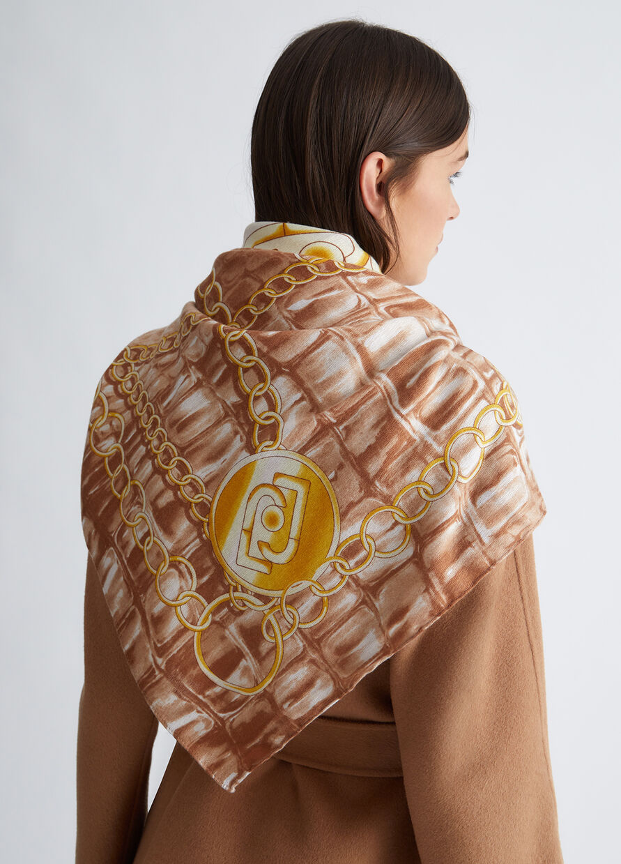 Foulard con Stampa / Beige - Ideal Moda