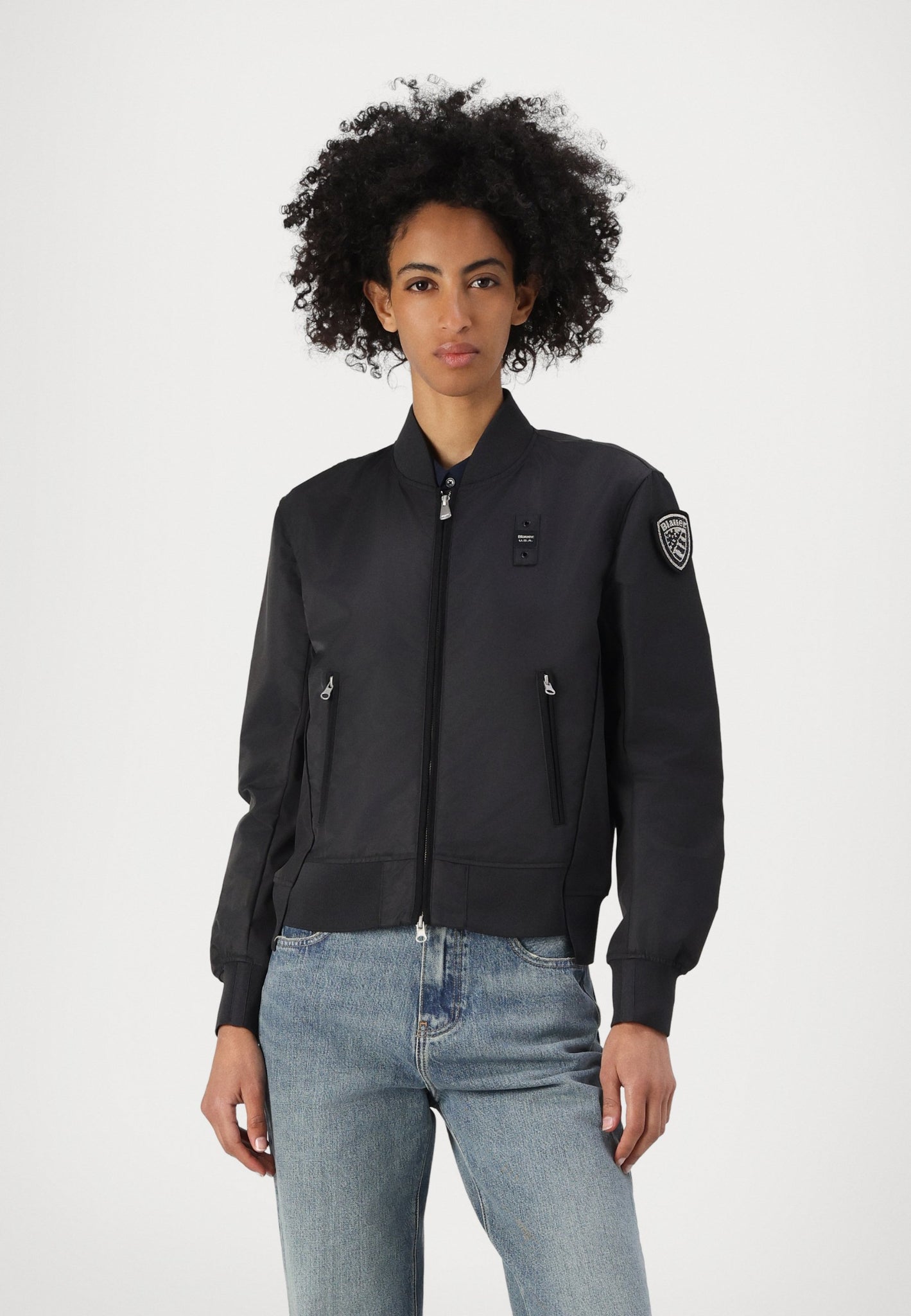 Giubbino Bomber con Logo / Nero