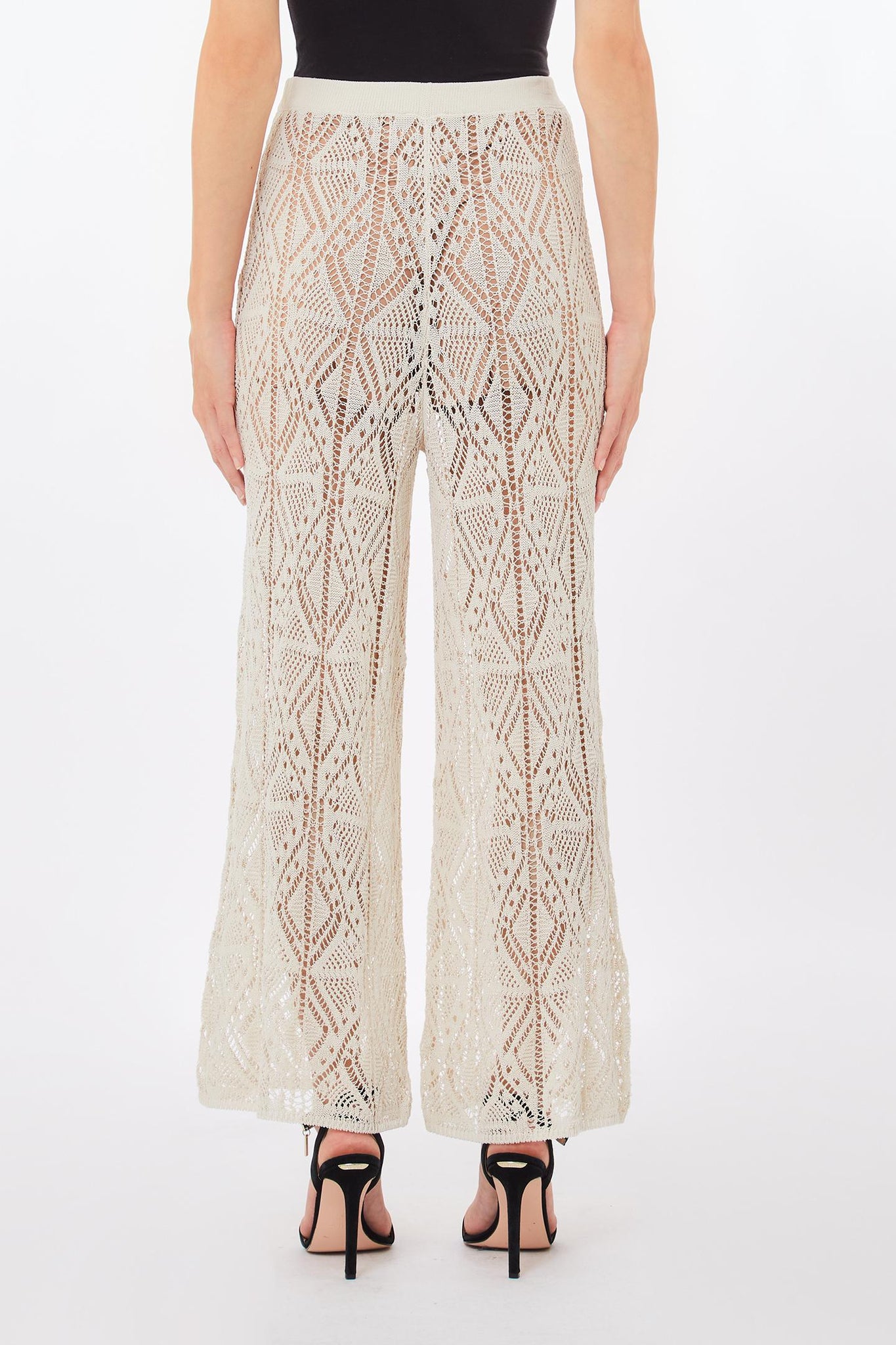 Pantalone in Maglia Crochet / Beige