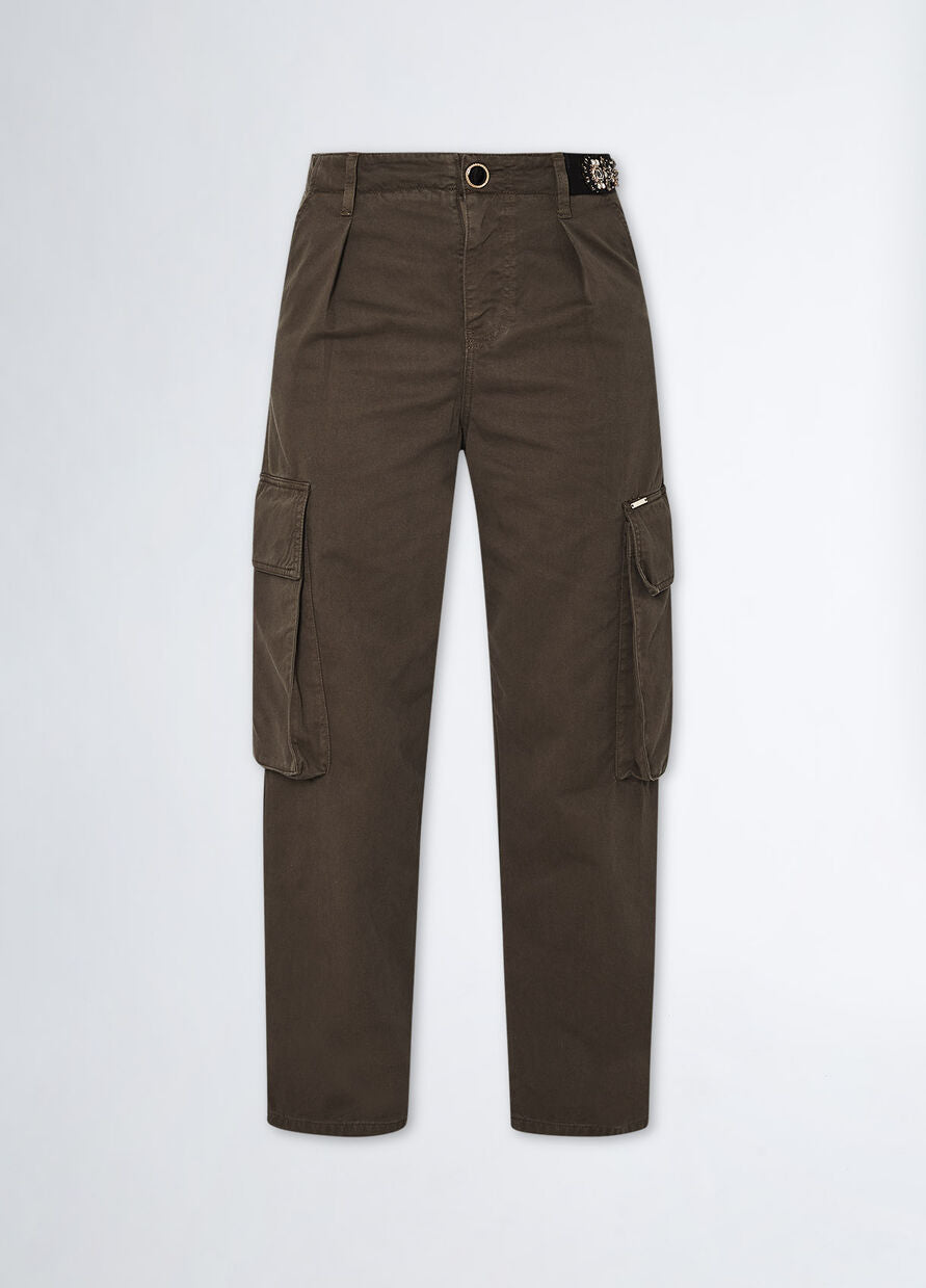 Pantalone Cargo in Gabardina / Verde - Ideal Moda