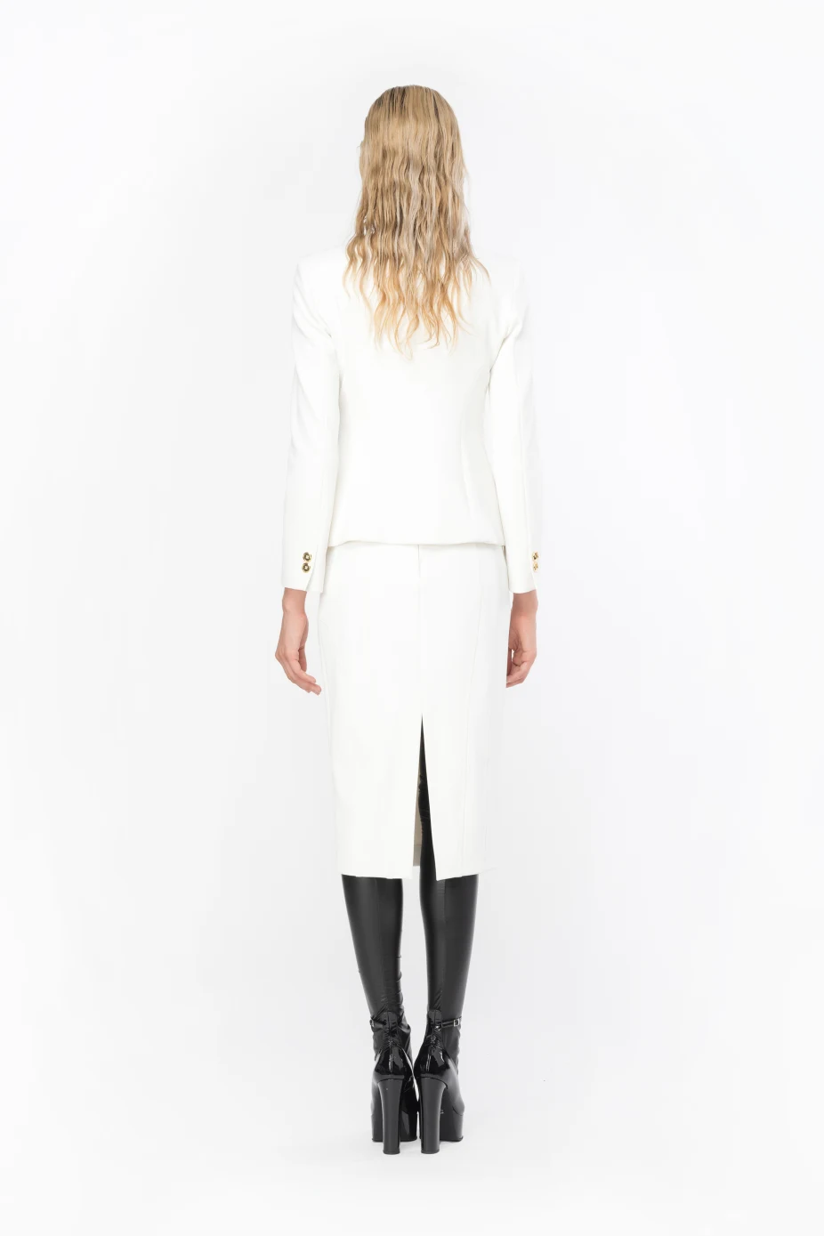 Blazer Elegante con Cintura / Bianco - Ideal Moda