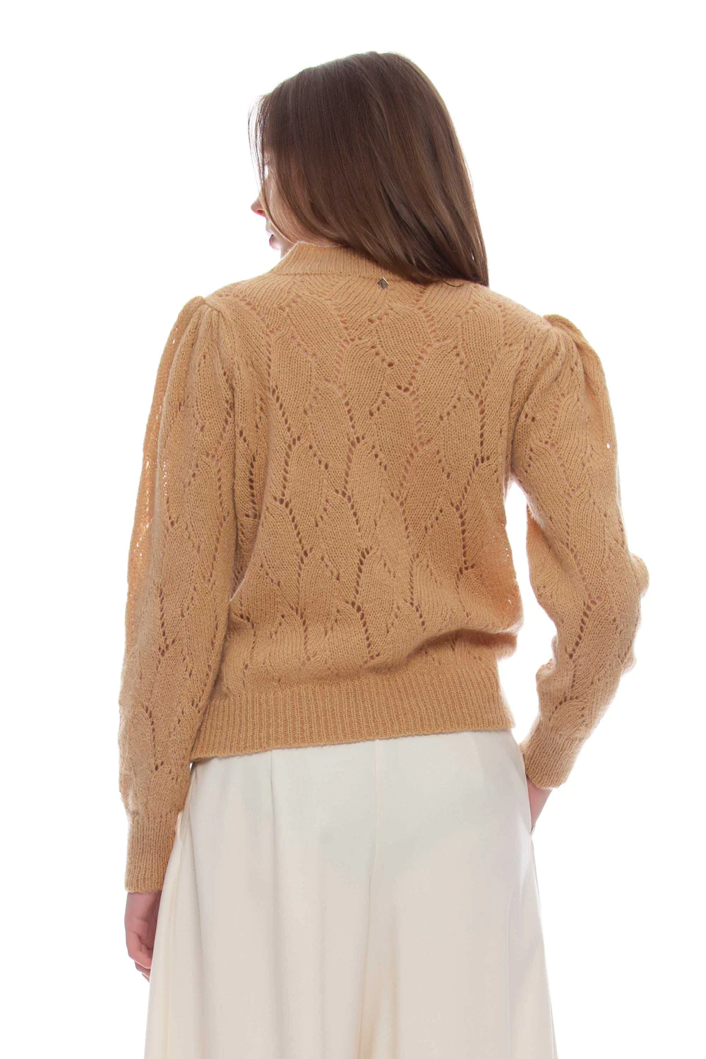 Maglia con Motivo Traforato / Beige - Ideal Moda