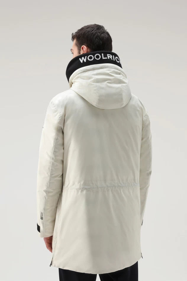 Long white parka on sale