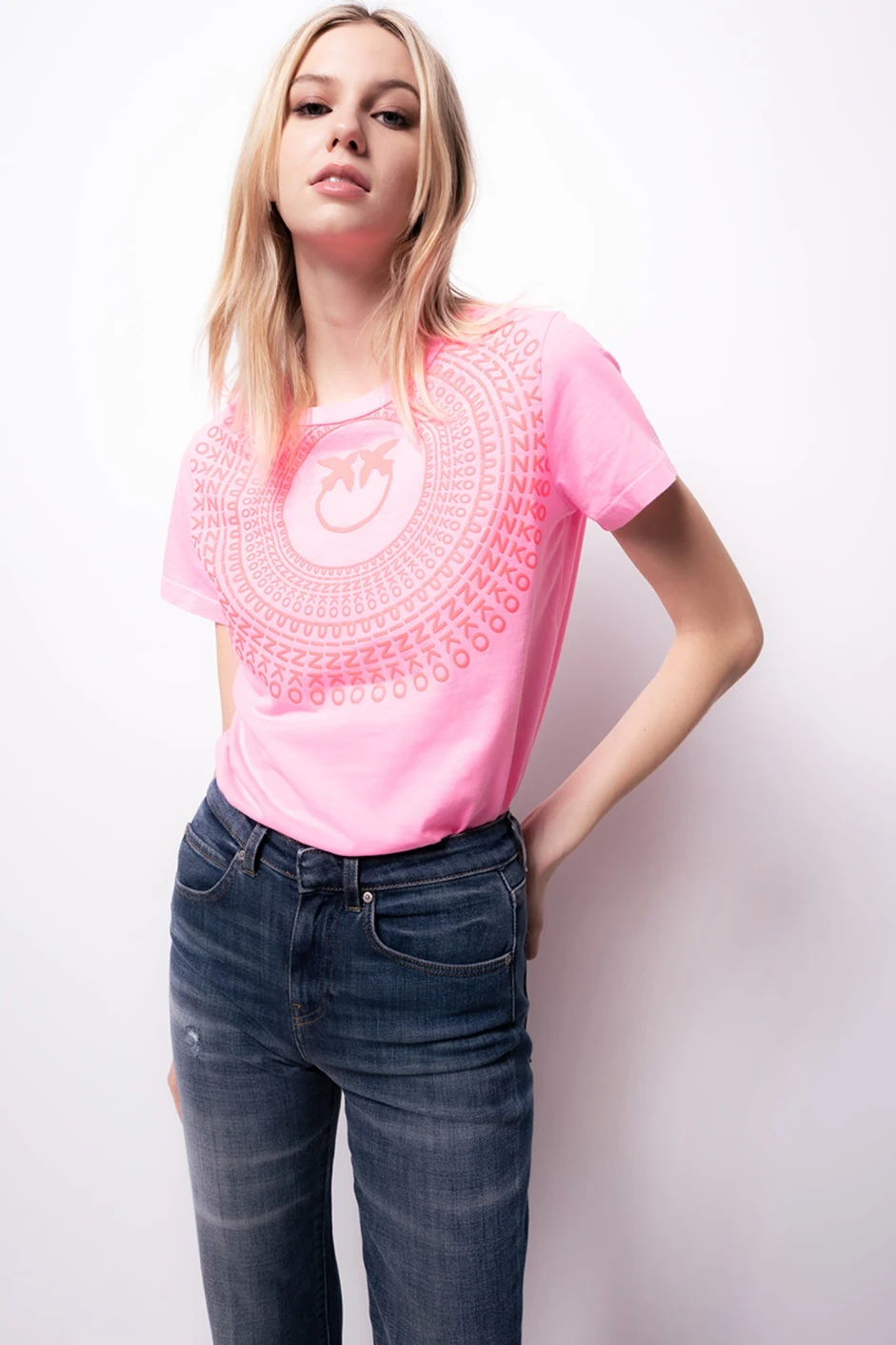 T-Shirt Pinko con Logo / Rosa - Ideal Moda