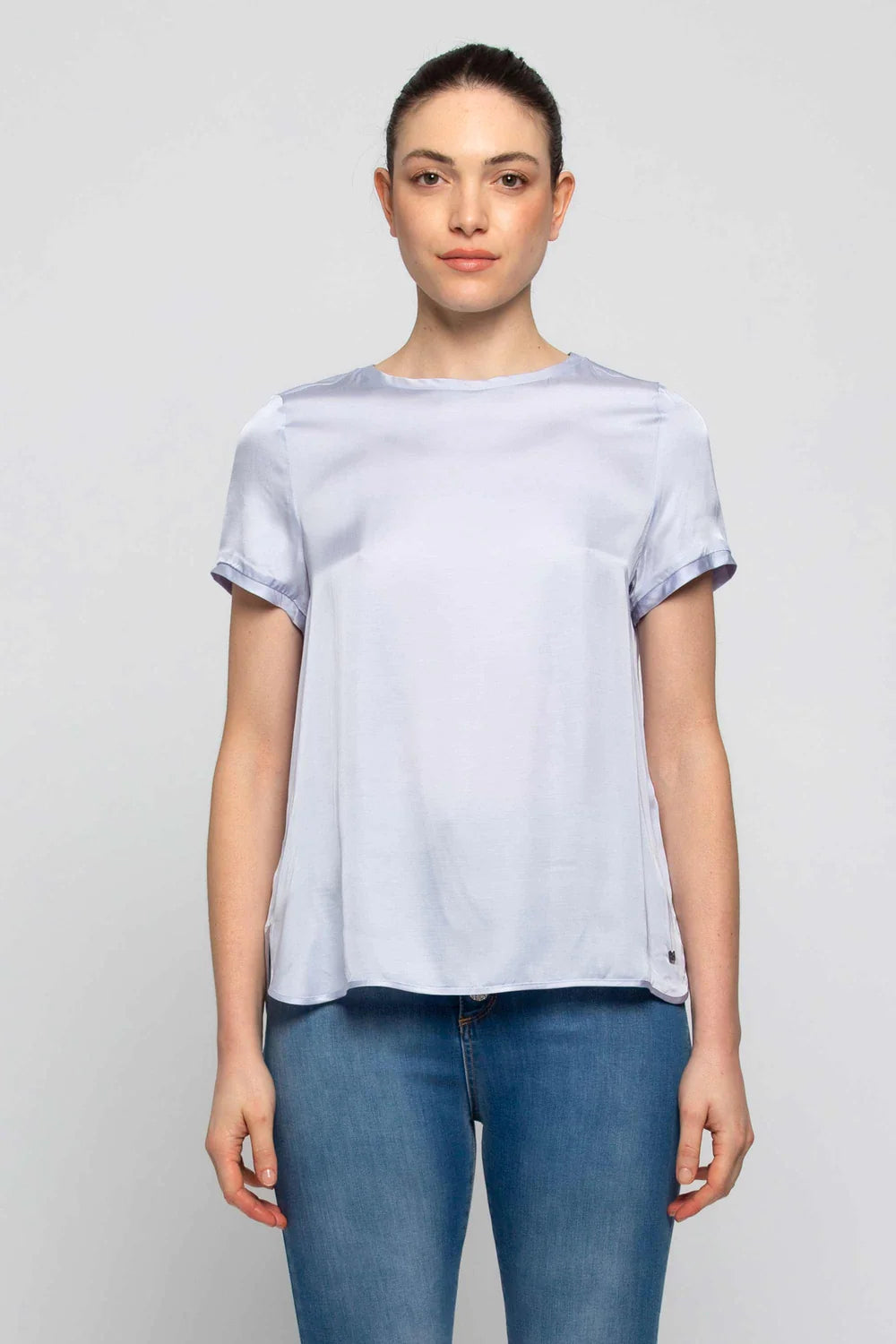 T-Shirt in Viscosa Kocca / Celeste - Ideal Moda