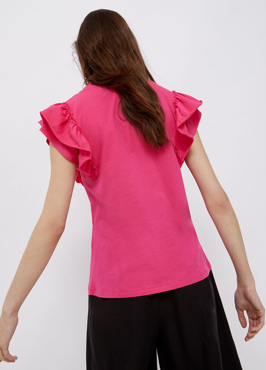 T-Shirt Liu Jo con Volants / Fucsia - Ideal Moda