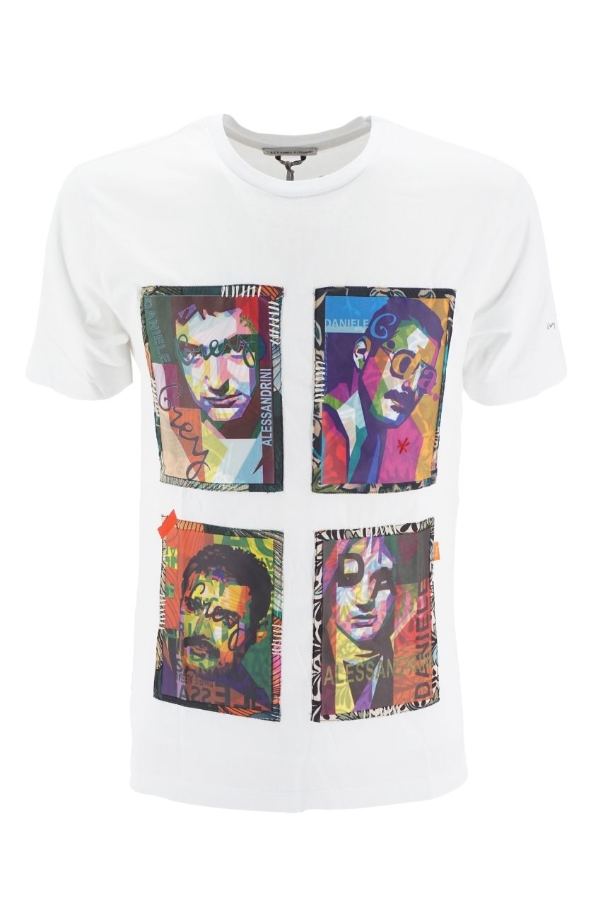 T-Shirt Daniele Alessandrini con Ricamo / Bianco - Ideal Moda