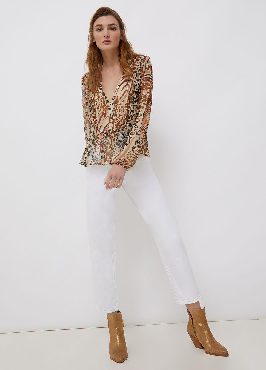 Blusa Liu Jo con Scollo a V / Beige - Ideal Moda