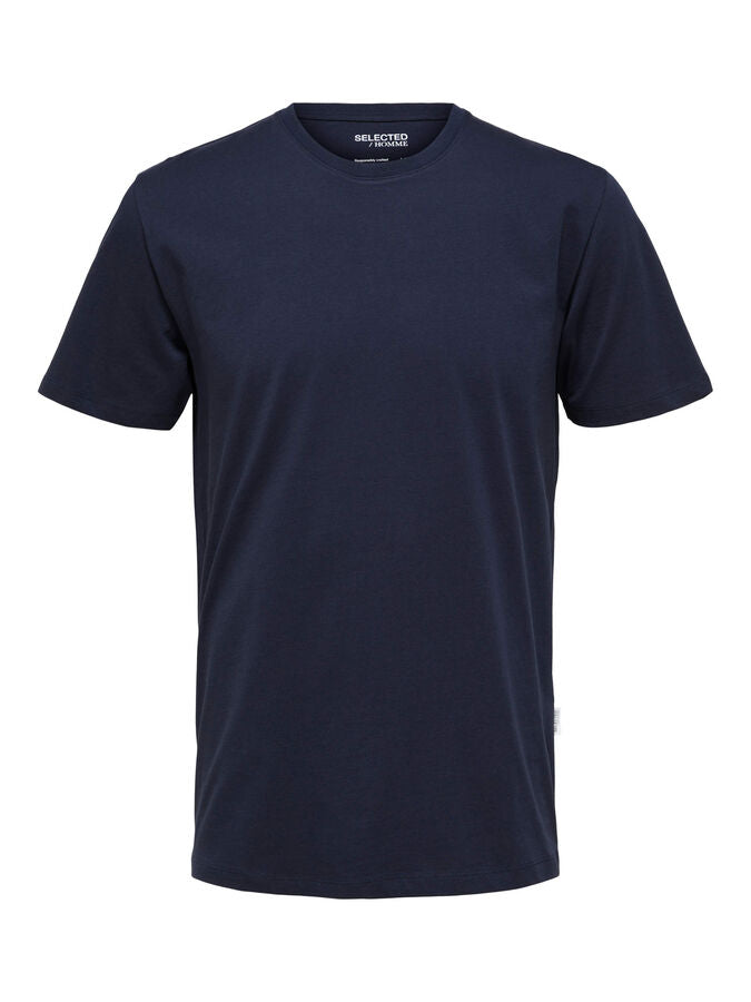 T-Shirt Girocollo in Cotone Selected / Blu - Ideal Moda