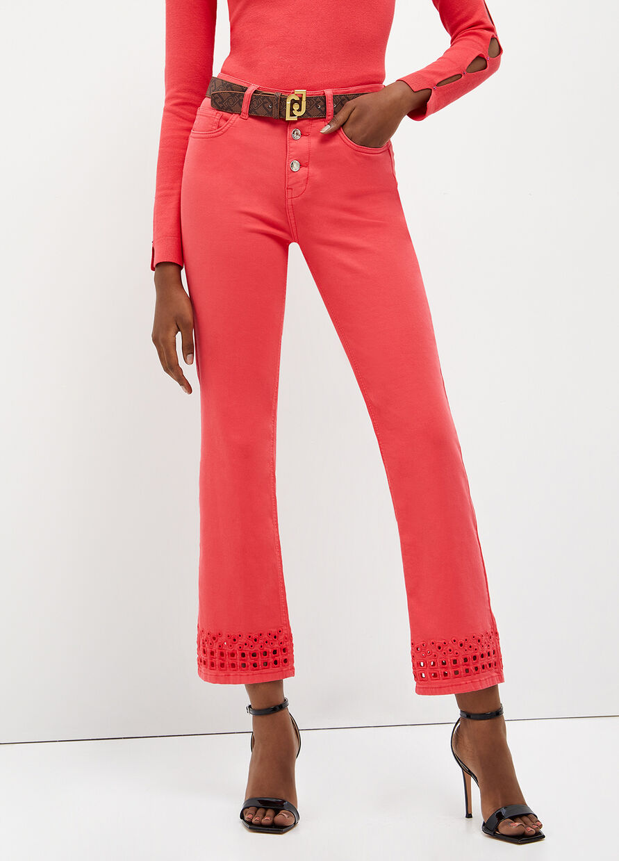 Pantalone Bottom Up con Ricamo Liu Jo / Rosso - Ideal Moda