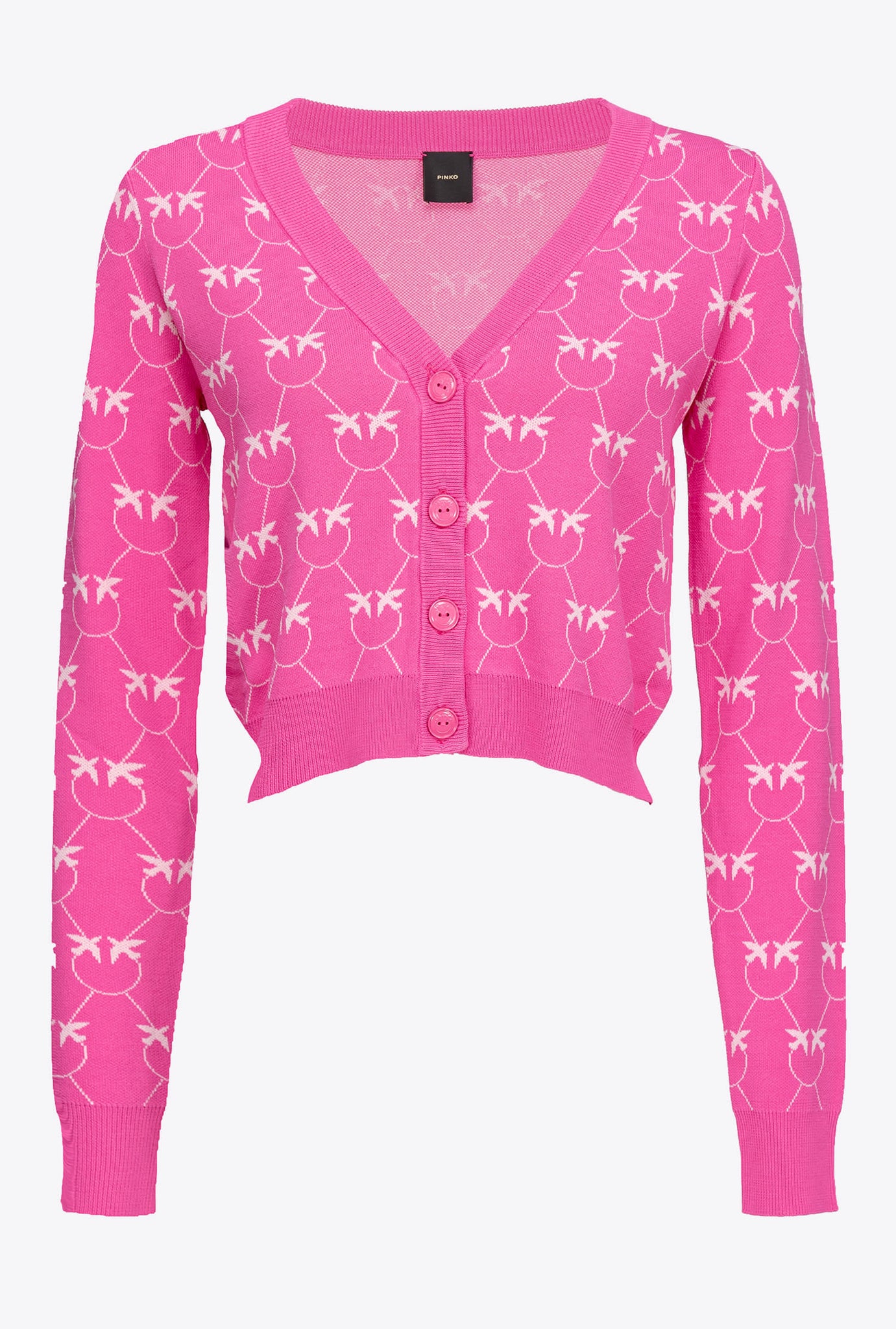 Cardigan Crop con Logo Pinko / Fucsia - Ideal Moda