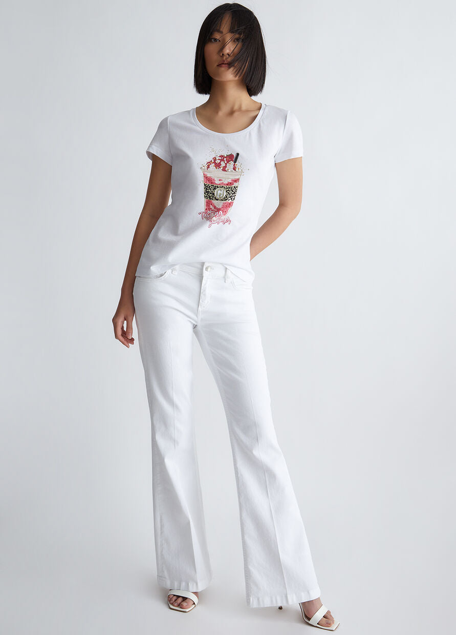 T-Shirt con Stampa Liu Jo / Bianco - Ideal Moda