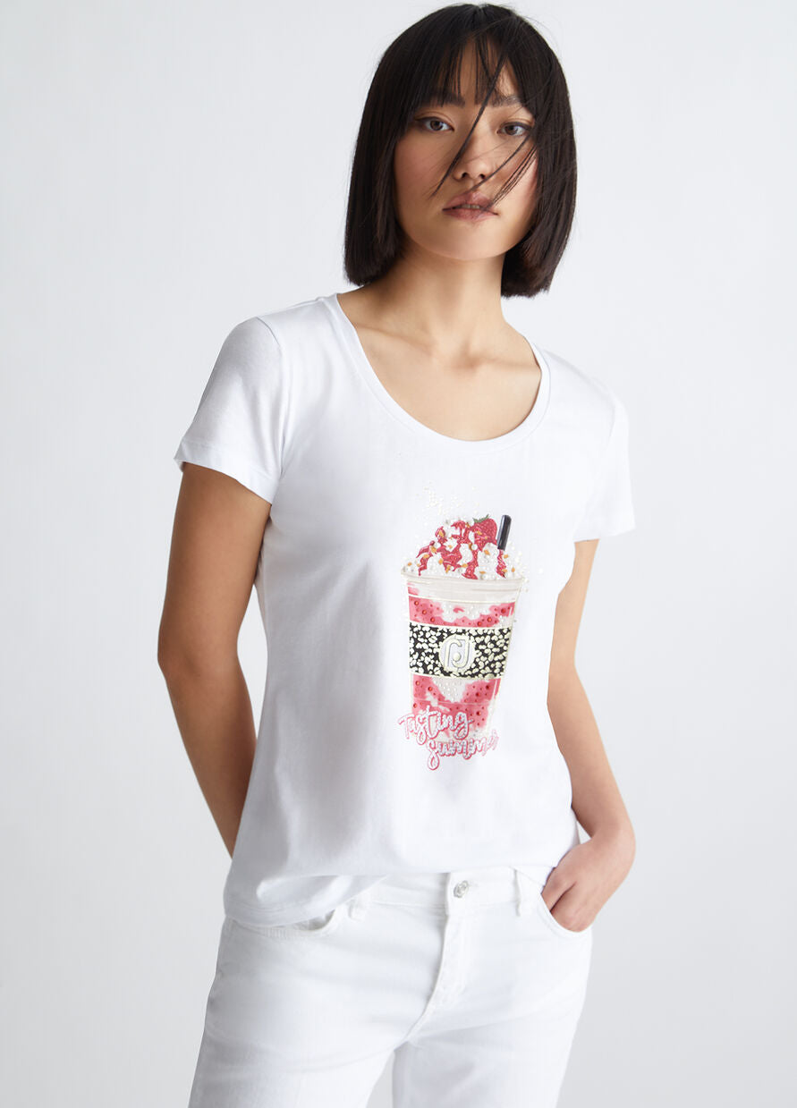 T-Shirt con Stampa Liu Jo / Bianco - Ideal Moda