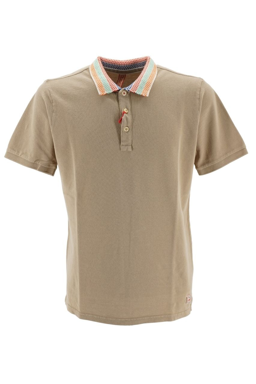 Polo Bob con Collo a Contrasto / Beige - Ideal Moda