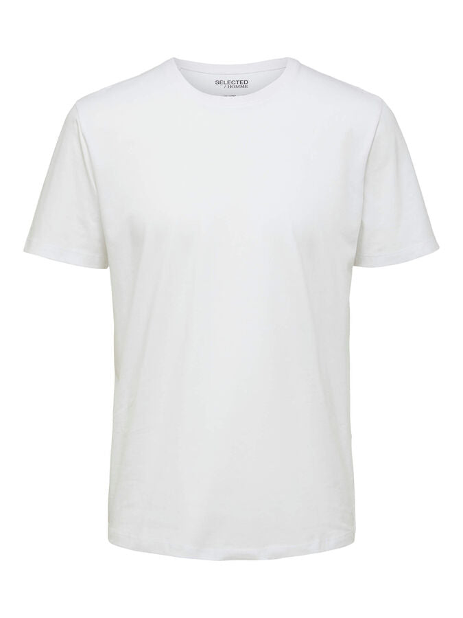 T-Shirt Girocollo in Cotone Selected / Bianco - Ideal Moda