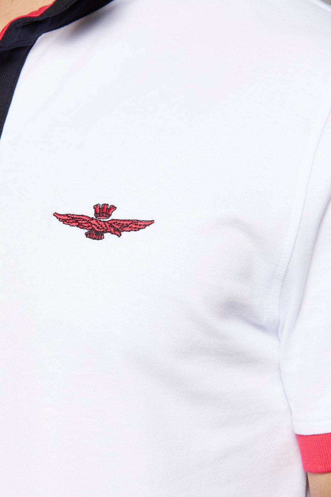 Polo Aeronautica Militare con Contrasti / Bianco - Ideal Moda