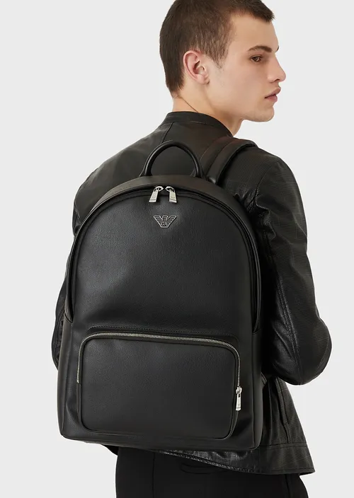 Armani leather backpack on sale