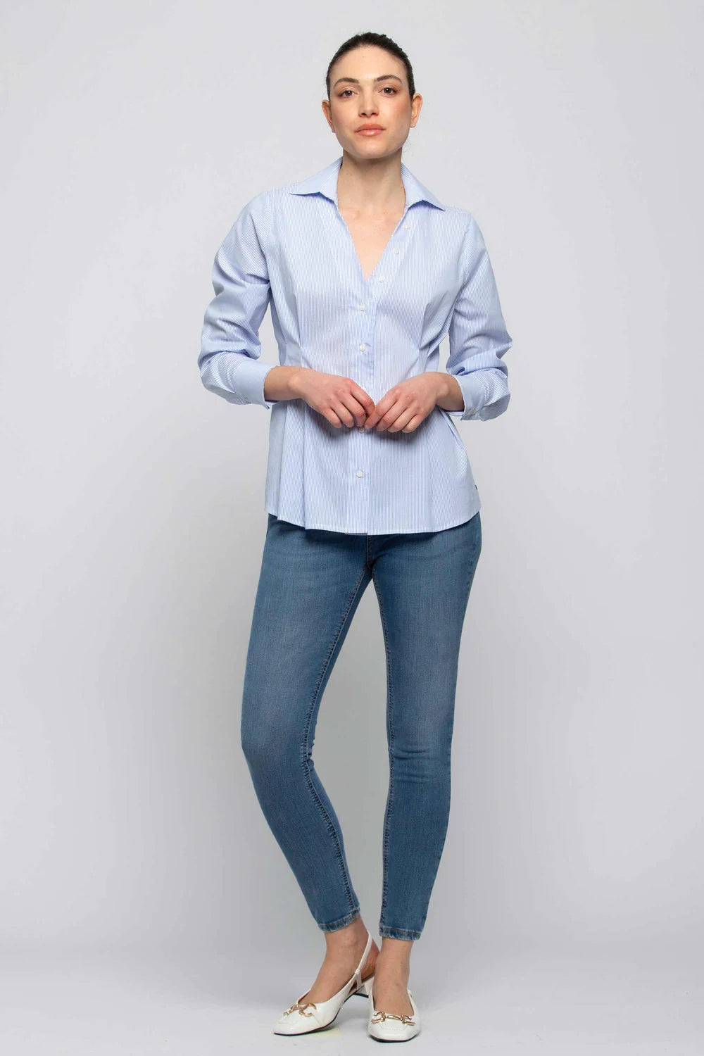 Camicia a Righe Kocca / Celeste - Ideal Moda