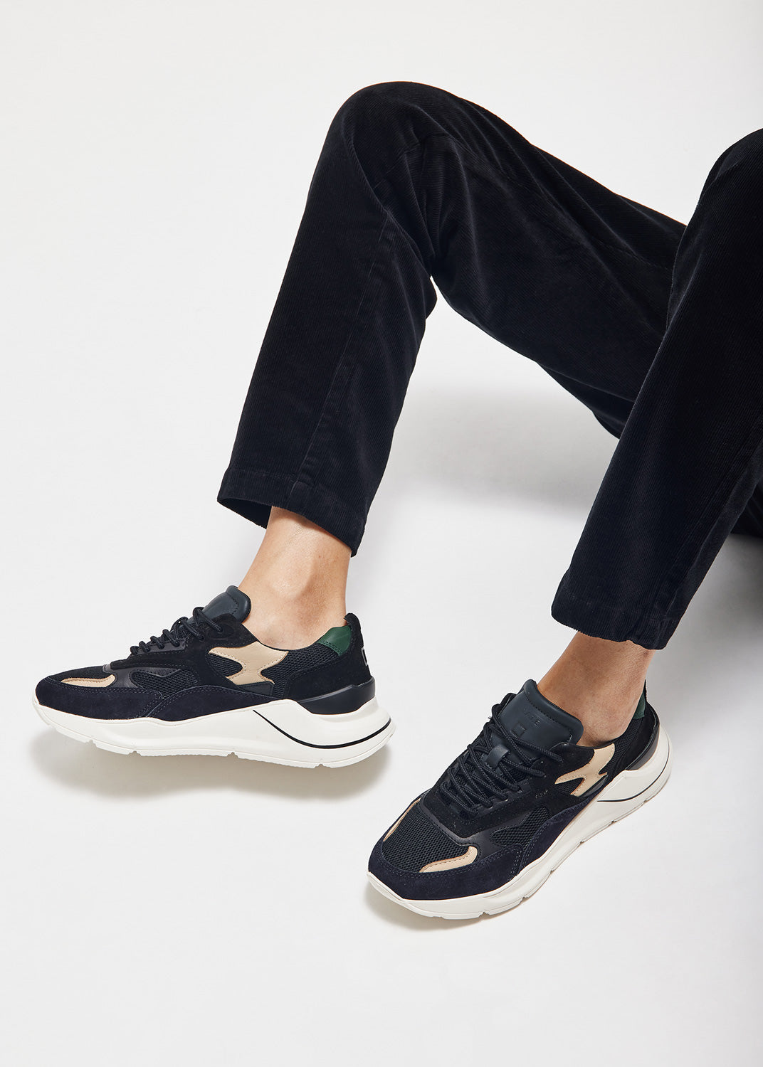 Sneaker DATE in Suede Fuga Mesh / Nero - Ideal Moda