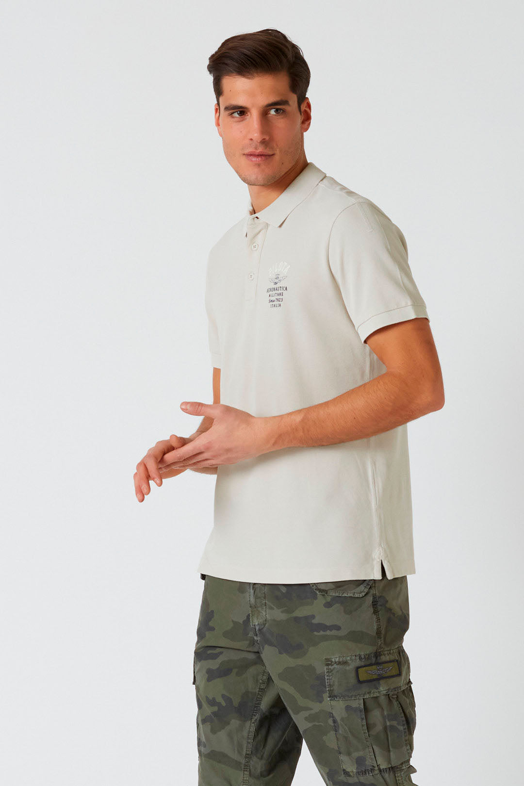 Polo in Cotone Stone Washed Aeronautica Militare / Grigio - Ideal Moda