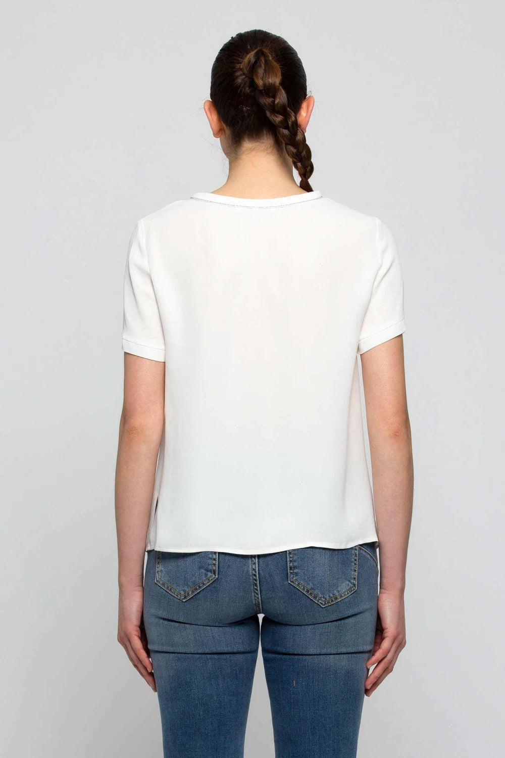 T-Shirt in Viscosa Kocca / Bianco - Ideal Moda