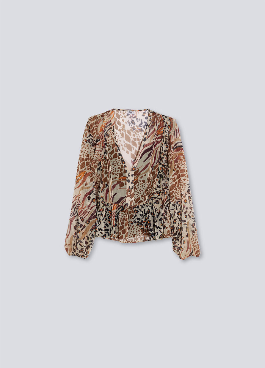 Blusa Liu Jo con Scollo a V / Beige - Ideal Moda