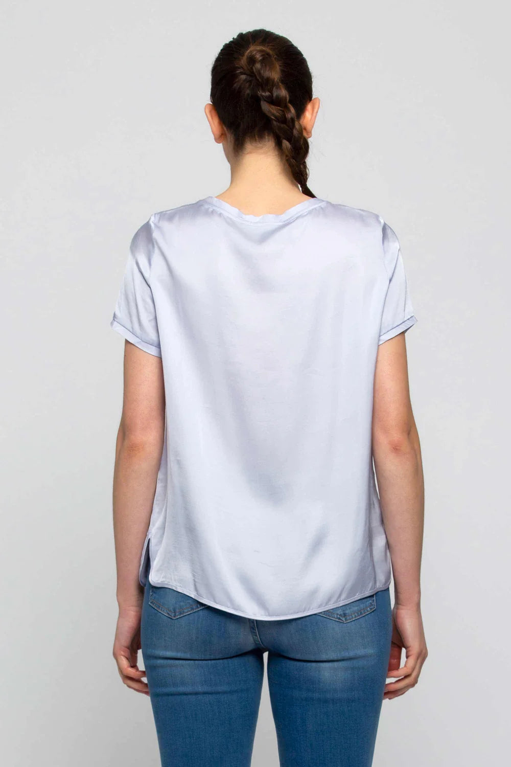 T-Shirt in Viscosa Kocca / Celeste - Ideal Moda