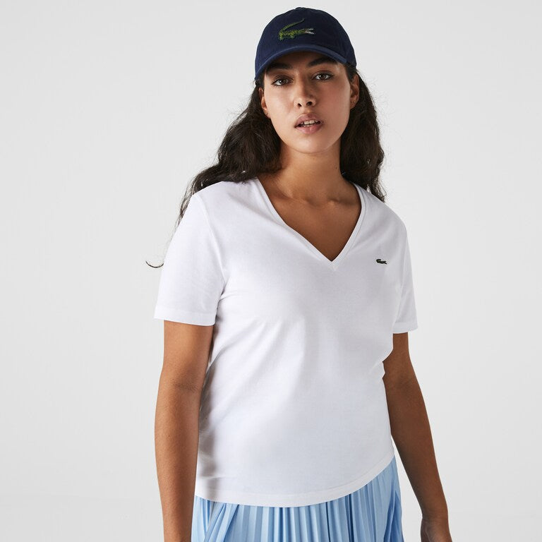 T-Shirt Lacoste donna in cotone / Bianco - Ideal Moda