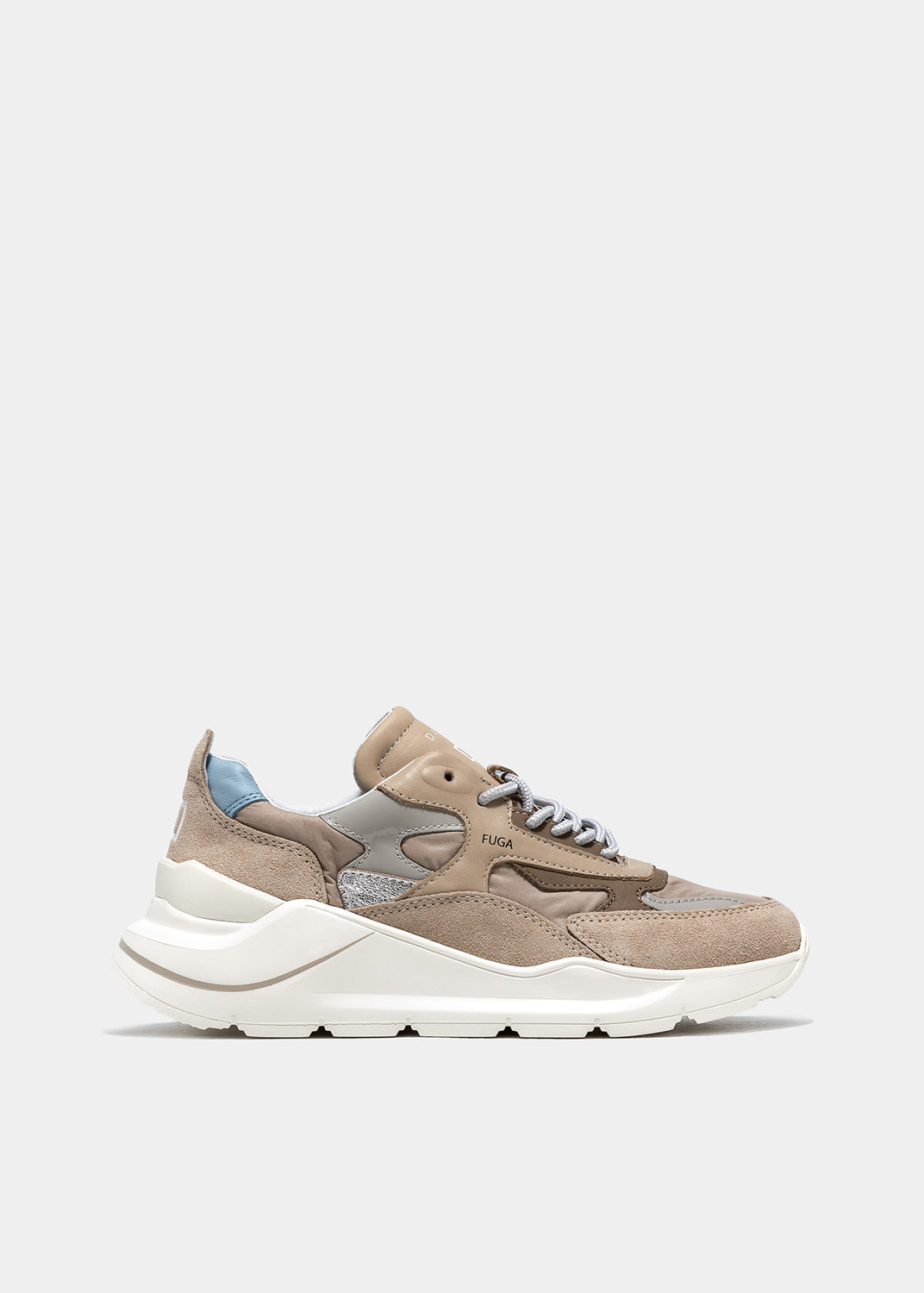 Sneaker DATE in Suede Fuga Nylon / Beige - Ideal Moda