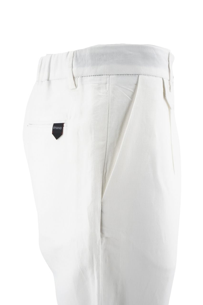 Pantalone in Cotone e Lino / Bianco - Ideal Moda