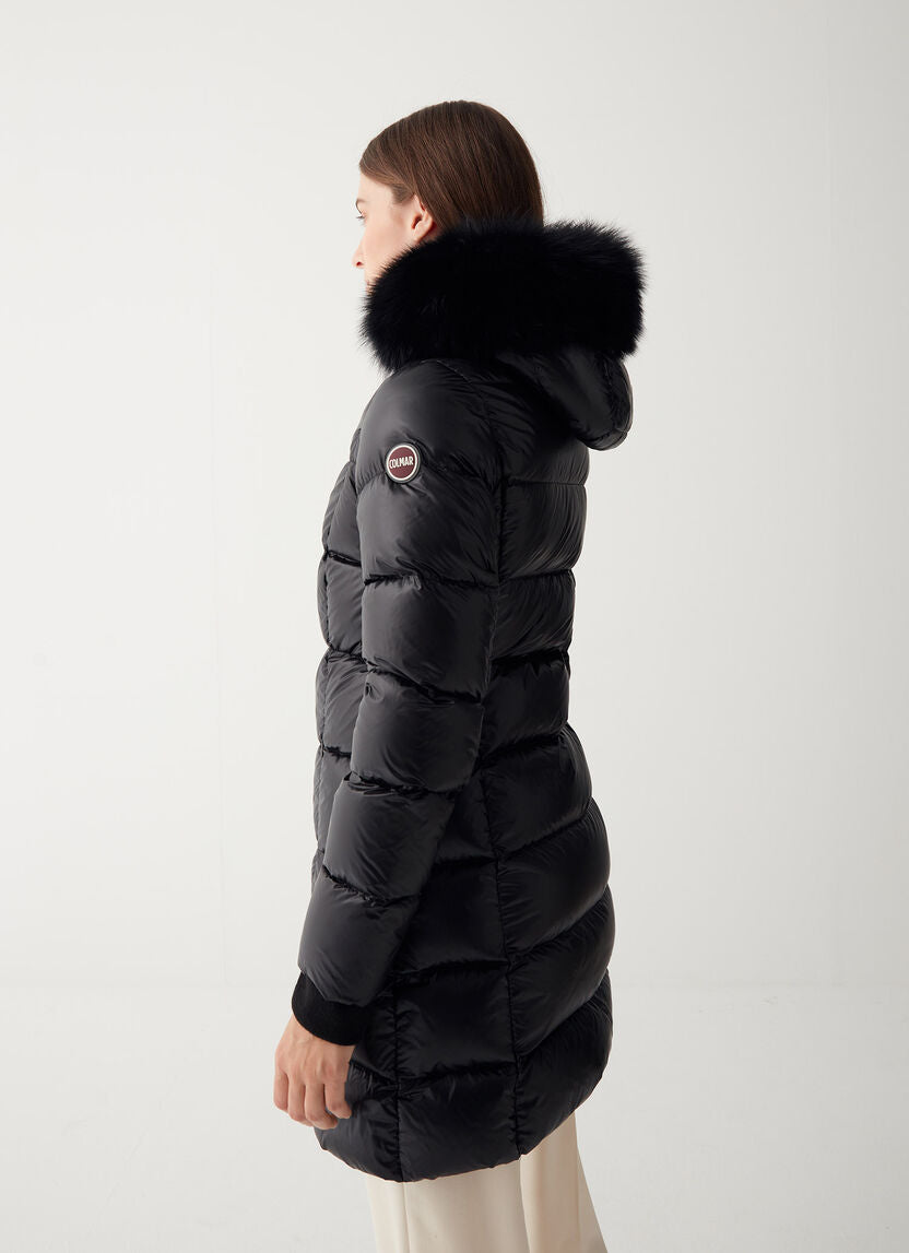 Colmar Long Down Jacket with Fur Black