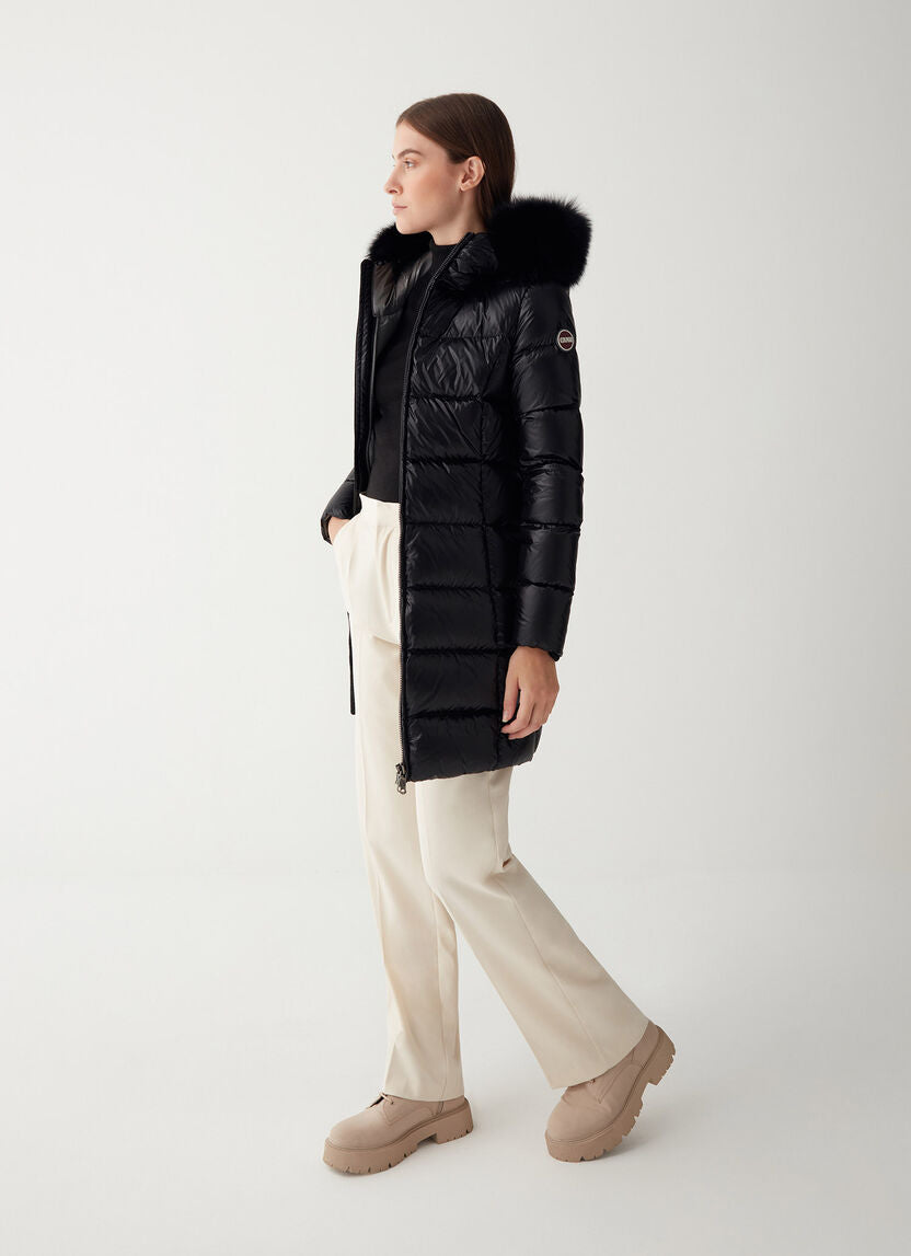 Colmar Long Down Jacket with Fur Black