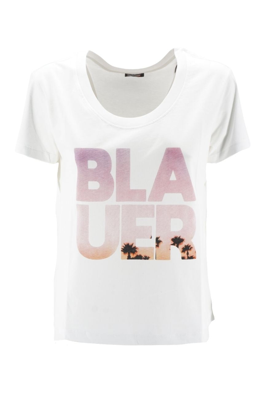 T-Shirt Blauer con Stampa / Bianco - Ideal Moda