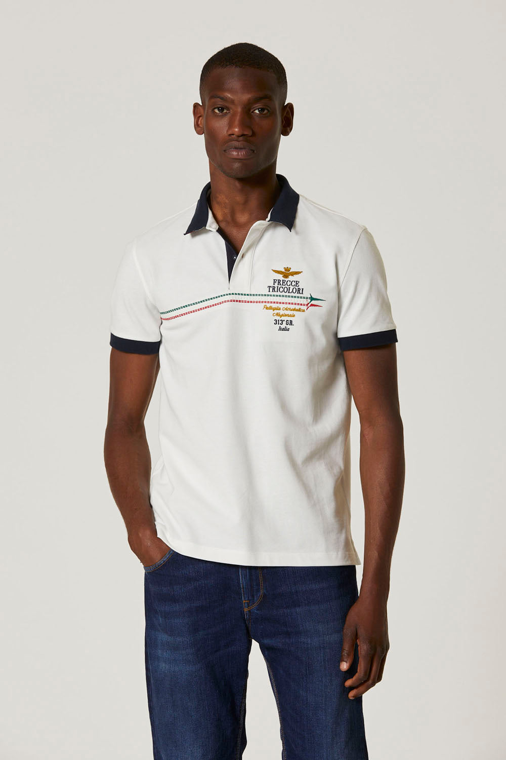 Polo con Ricami Aeronautica Militare / Bianco - Ideal Moda